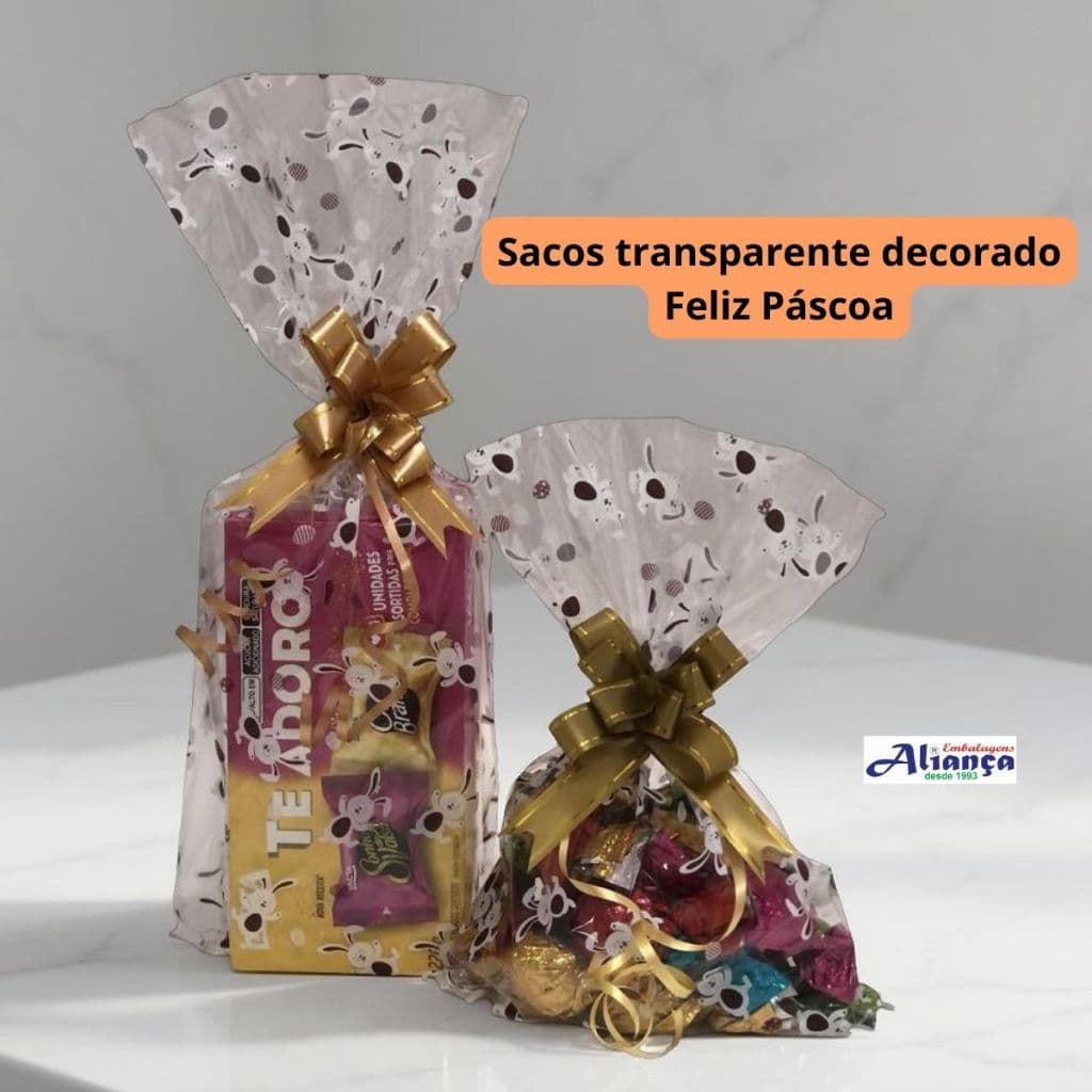 Sacos Transparente Decorado Chocolate 50 unidades