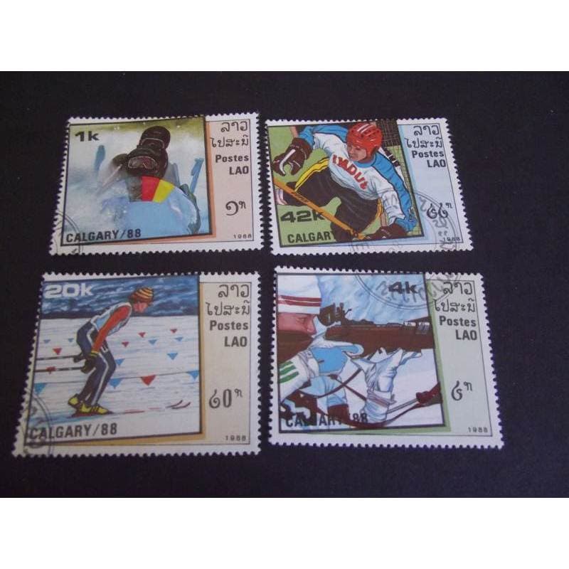série de selos esportes olimpíada de 1988 Calgari Laos