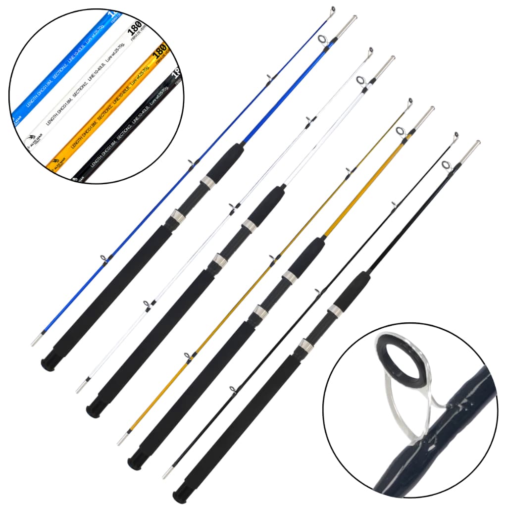 Kit 4 Varas De Pesca 1.80m P/ Molinete 2P 40Lbs Ação Média Fibra De Vidro Maciça Cores Sortidas