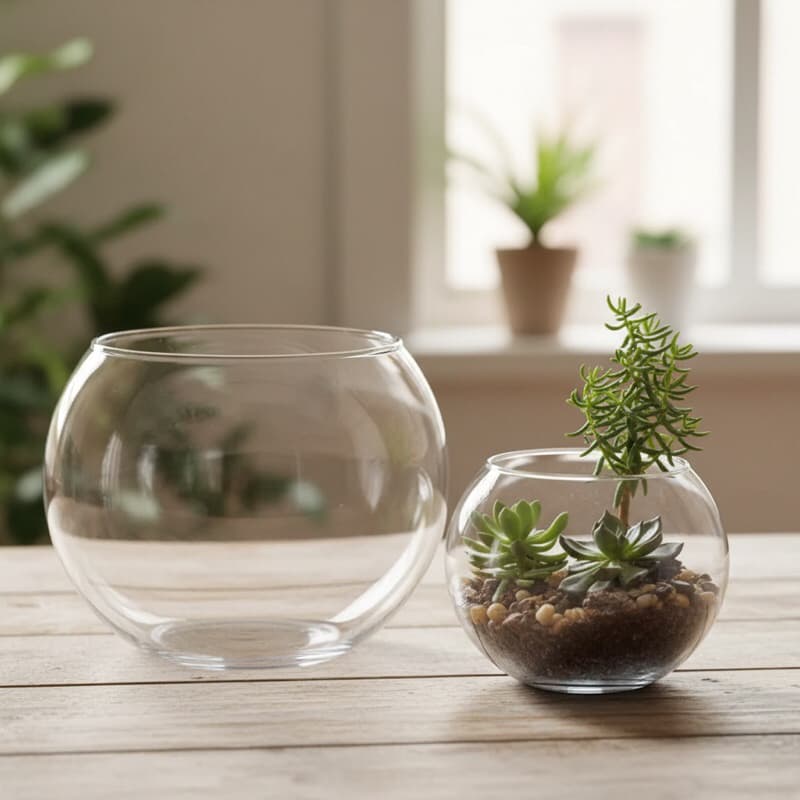Vaso Redondo aquário vidro 3L terrário Mesa transparente