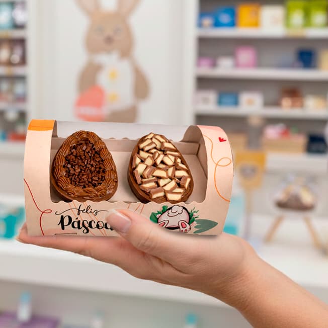 Caixa Ovo de Colher 50 gramas p/ 1 ou 2 Ovos - 15 Unidades - Embalagem de Páscoa