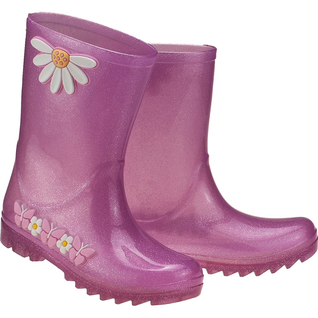 Galocha Infantil Flores Rosa Glitter Bota Kidstep