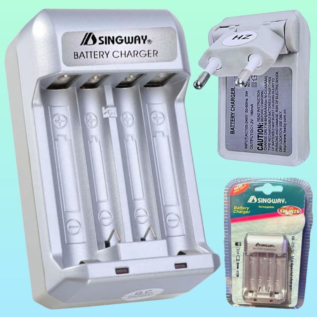 Carregador de Pilha Recarregável Rápido Bivolt AA / AAA