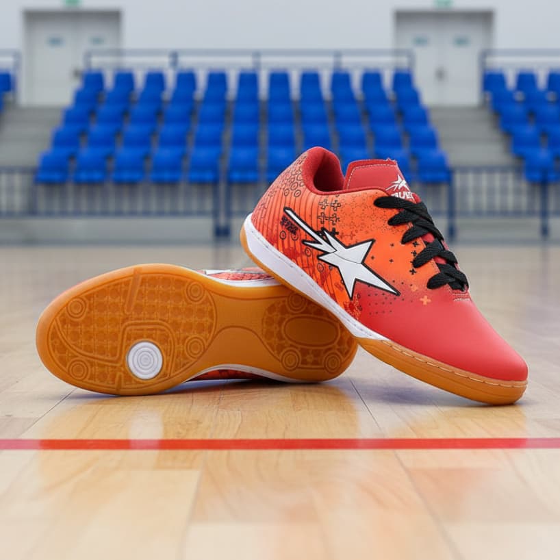 Chuteira Futsal Salão Juvenil Estrela Azul Quadra Indoor Lux