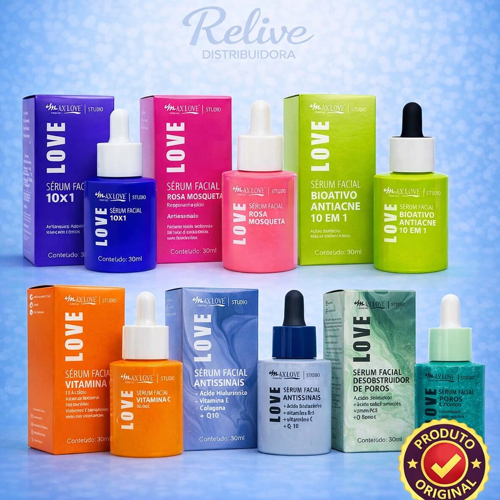 KIT 06 und SERUM FACIAL MAX LOVE OIL FREE 30ML - HIDRATAÇÃO INTENSA - PELE RADIANTE E REVITALIZADA