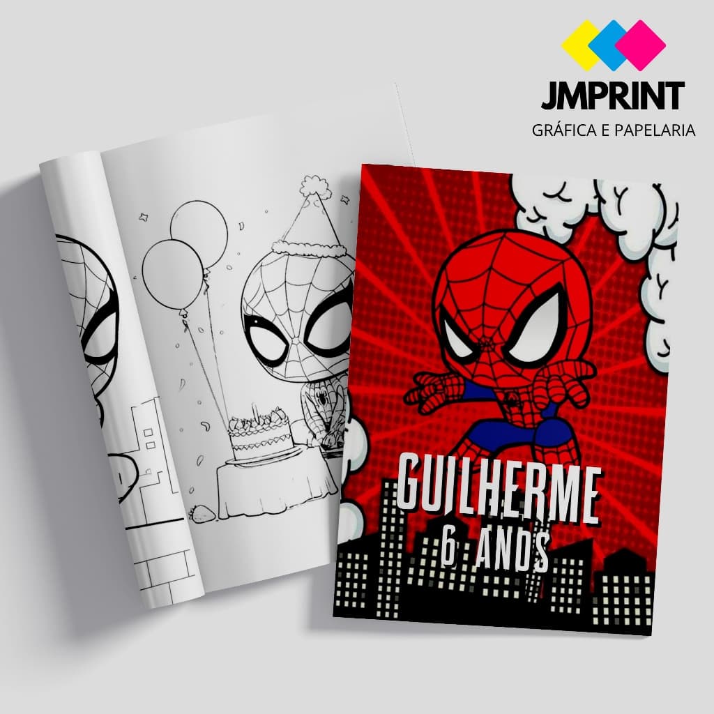 Mini Livro de Colorir Personalizado Lembrancinha Aniversário Homem Aranha Baby