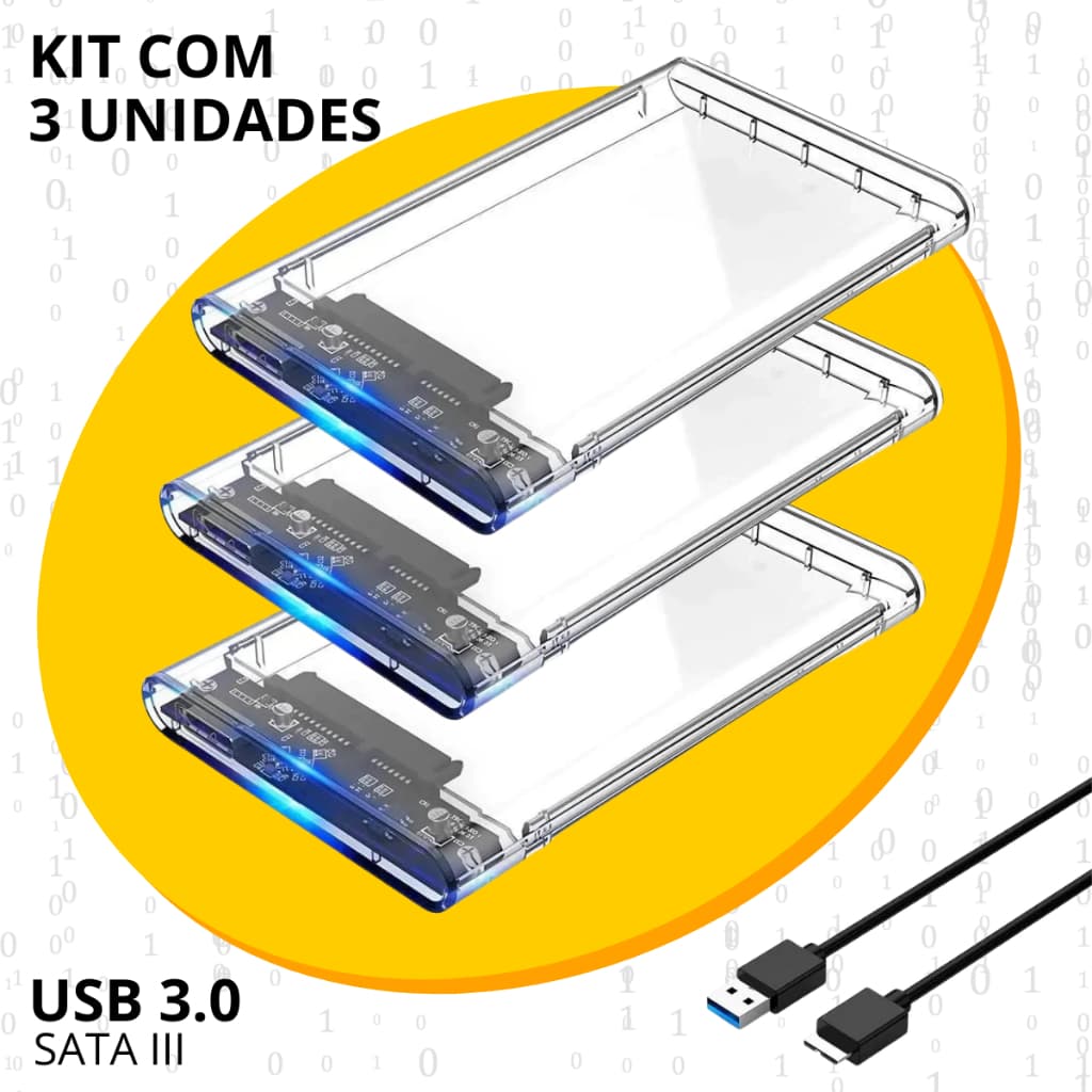 Kit 3 Case De Gaveta Usb 3.0 Hd 2.5 Sata Externo Slim Xbox