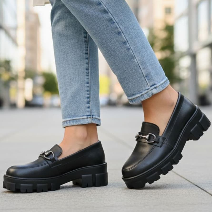 Mocassim Feminino Blogueira Sola Tratorada Plataforma Tendencia