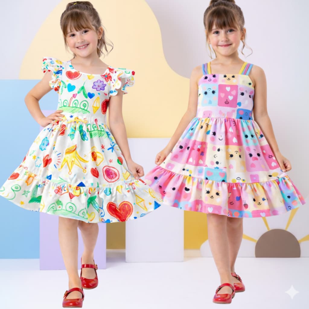 Vestido infantil menina casual festa aniversario casamento igreja