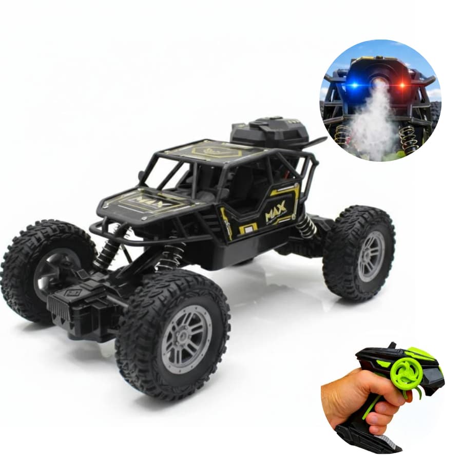 Carrinho de Controle Remoto 4x4 Recarregável USB Anda Na Terra Jeep Off Road Solta Fumaça