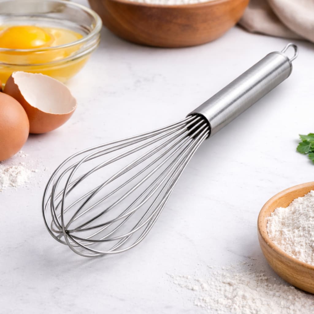 Batedor Fouet Grande Profissional De Ovos e Massas Cabo Reforçado Inox
