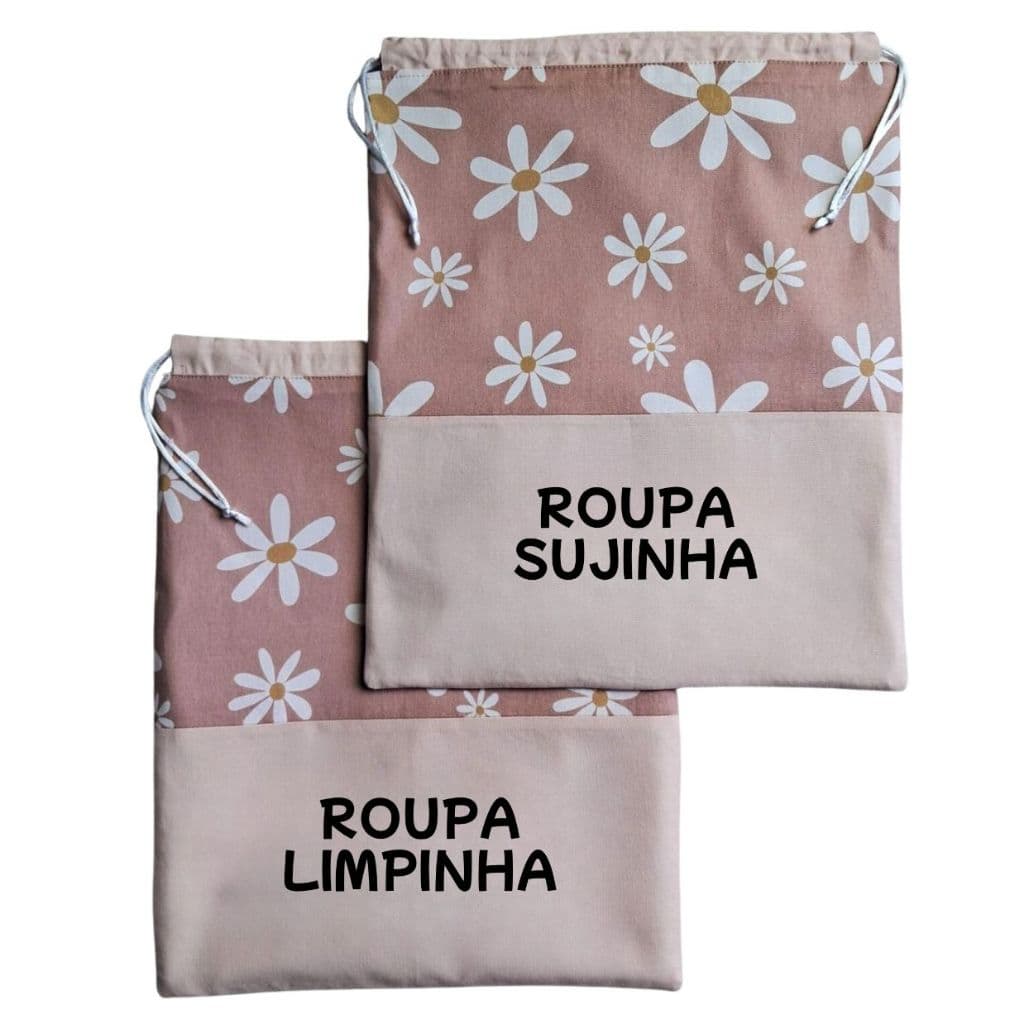 Saquinho Roupa Suja Limpa Forro Impermeavel Organizador Enxoval Mala Maternidade Bolsa Mochila
