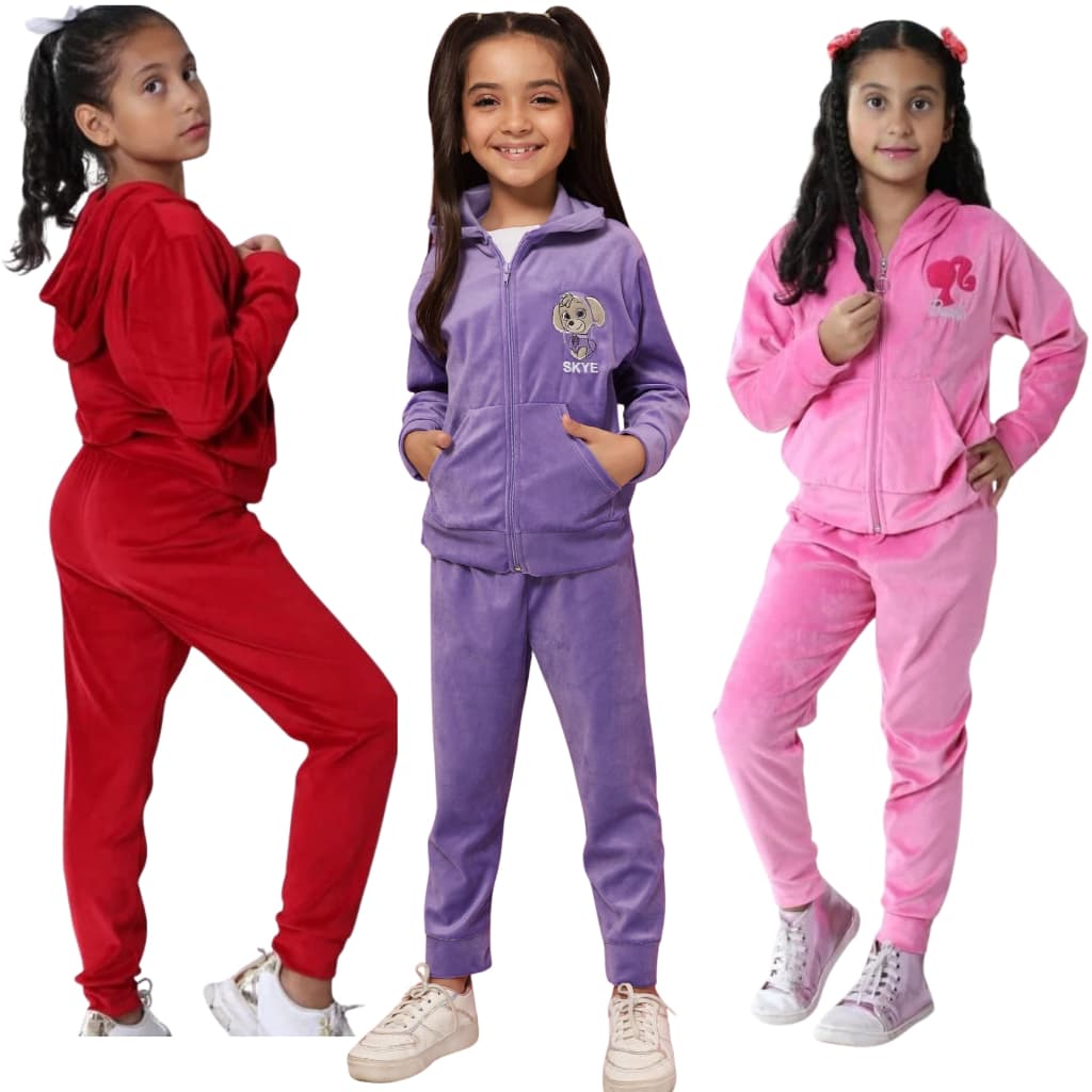 Conjunto Infantil Plush Veludo Feminino Agasalho de Inverno de 1 ao 10