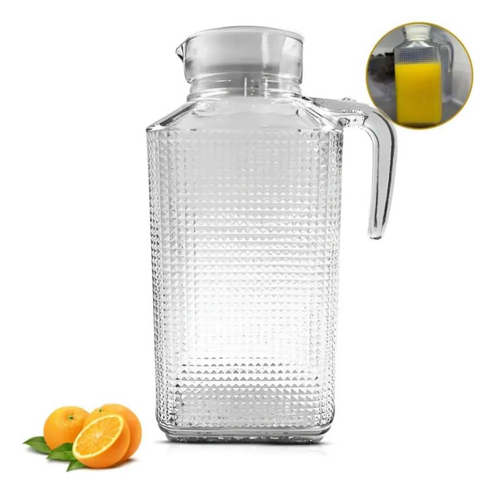 Jarra de Vidro Suco Água Refri Rubi Com Tampa 1,8 Litro Luxo Resistente