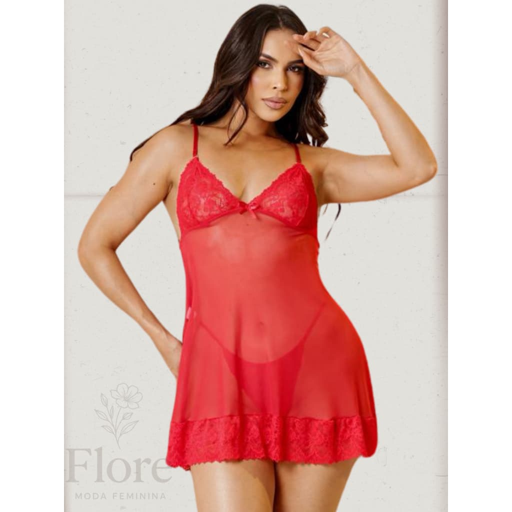 Camisola de Renda Sexy Com Calcinha