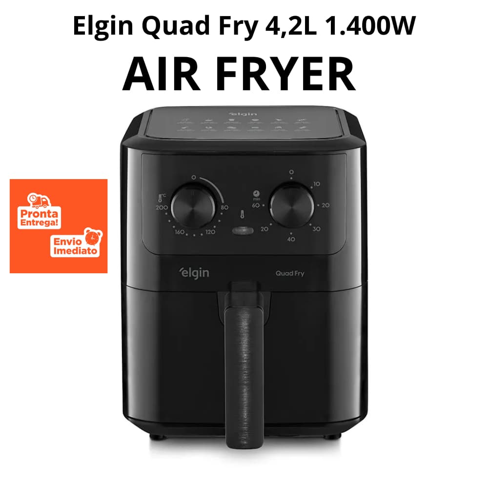 Fritadeira Air Fryer Elétrica sem Óleo Elgin Quad Fry 4,2 Litros 1.400W Preta 110V/220V com Garantia