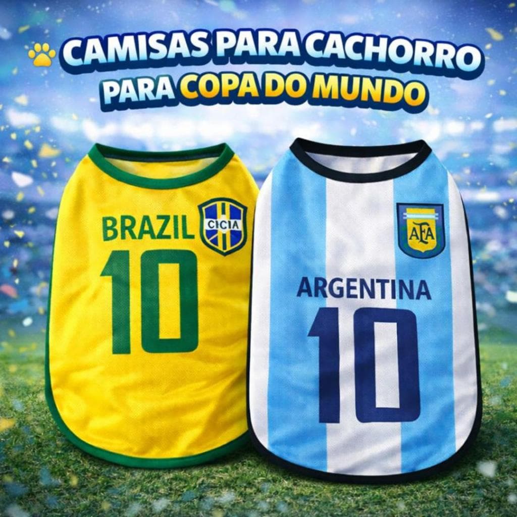 Roupa Para Cachorro Brasil Argentina Copa do Mundo Pet Pequeno