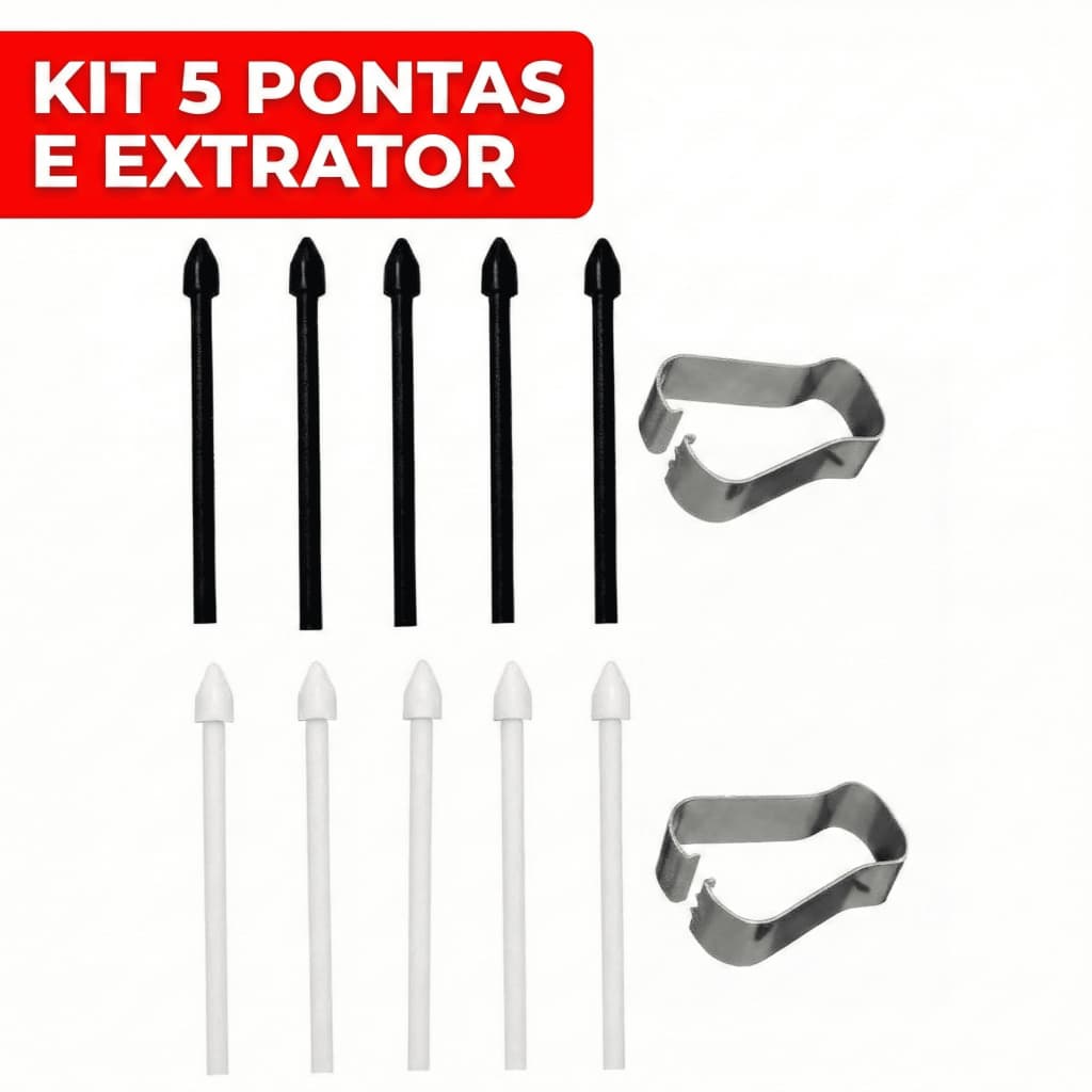 Kit 5 Pontas Ponteiras Caneta S Pen Samsung  Tablet Extrator Reposição S6 S7 S8 S9 S10 S23 S24 S25