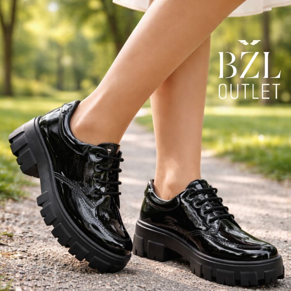 Sapato Oxford Tratorado Casual de Amarrar Chunky