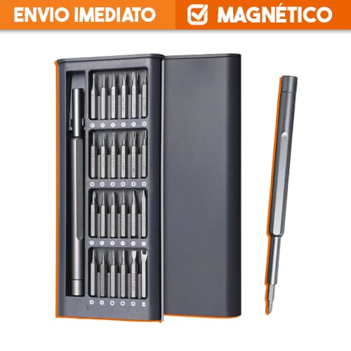Kit Jogo de Ferramenta Chave Magnética Precisão 24 Peças Compatível Celular e Notebook