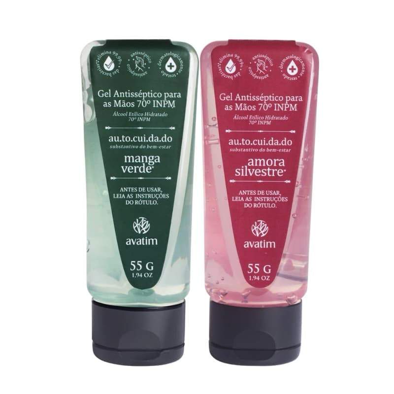 ÁLCOOL EM GEL AVATIM AUTOCUIDADO AMORA SILVESTRE E MANGA VERDE 55G ORIGINAL