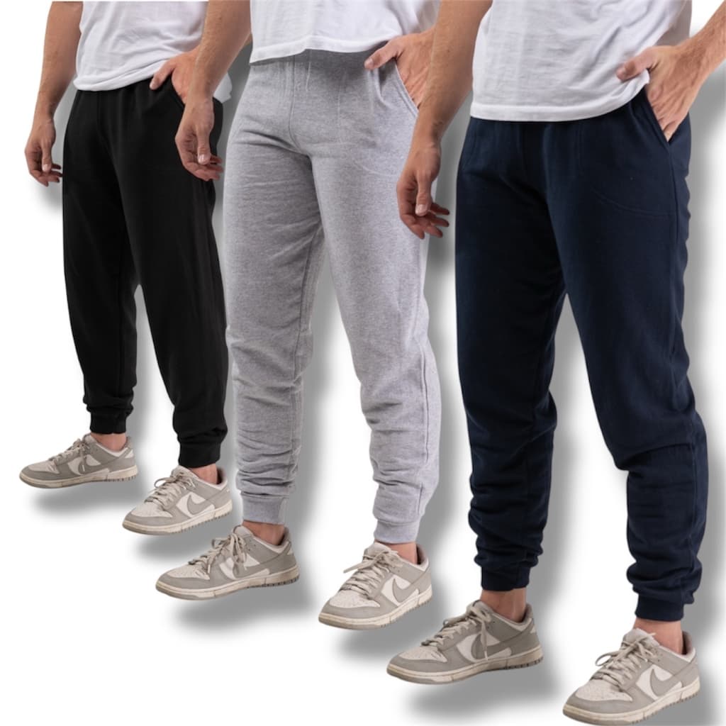 Kit 3 Calça Moletom Masculina Peluciado Jogger Bolso Com Punho Inverno Academia Treino Corrida