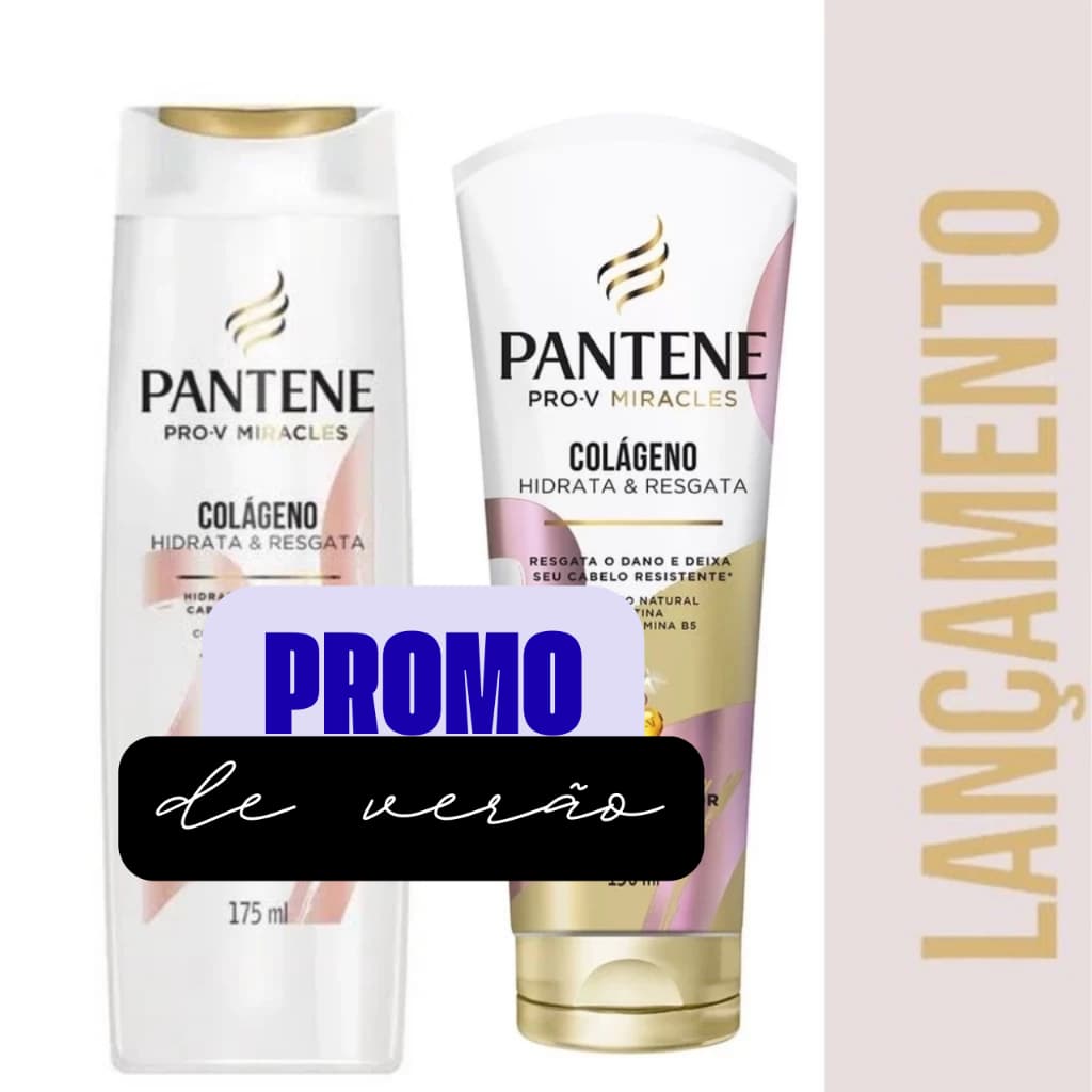 Kit Pantene Colágeno Shampo 300 ml + Condicionador 150 ml Hidrata e Resgata