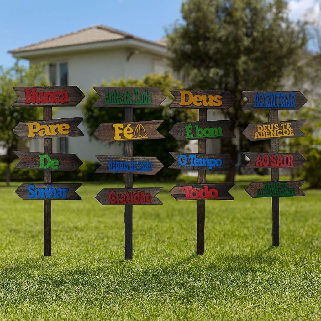 Placas Seta Decoração Jardim Quintal Edicula Frases Decorativas Casa