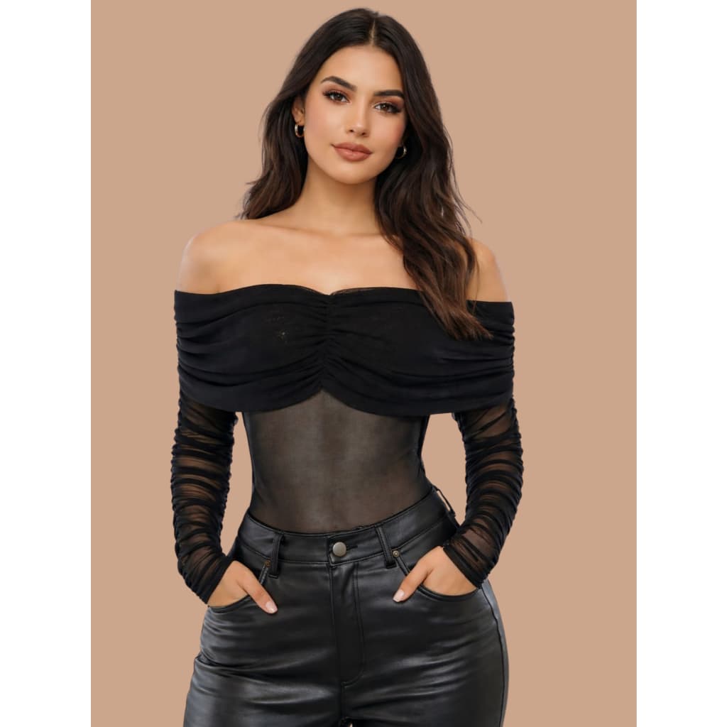 Body Feminino Tule Ombro A Ombro