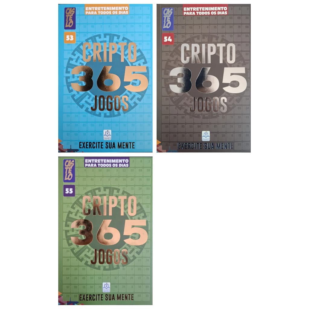 Kit 3 Livros Cripto 365 Jogos Criptogramas