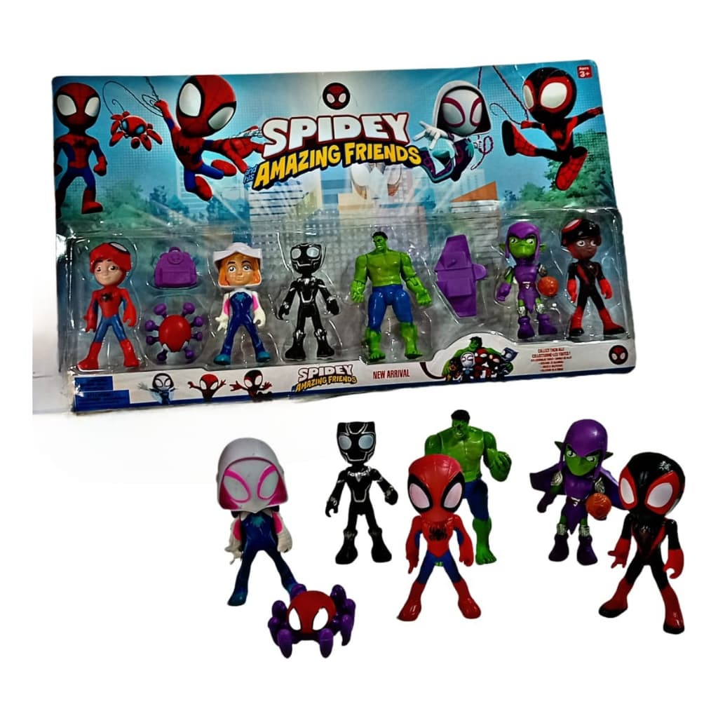 Kit 6 Bonecos Amigos Heróis Spidey  Amazing Friends Spider Desenho