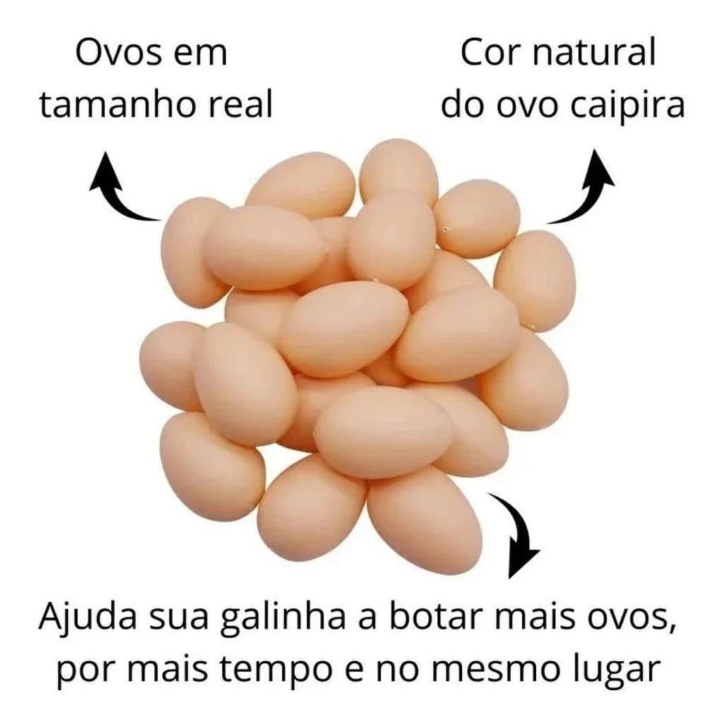 Ovos Caipira de Plástico Ovo Falso Indez Galinheiro Brinquedo