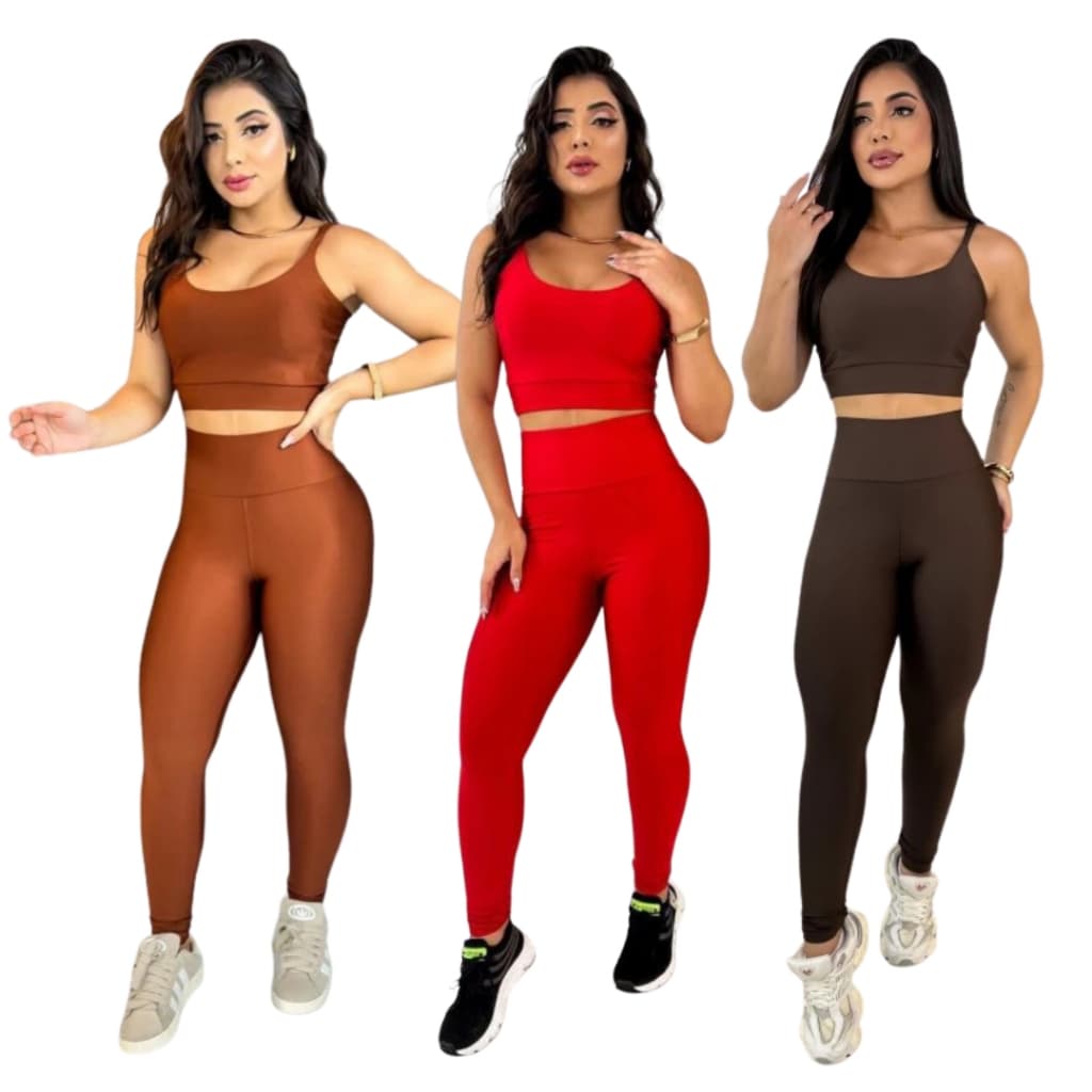 Conjunto top e calça fitness zero transparência feminino premium roupa academia legging CrossFit Moda