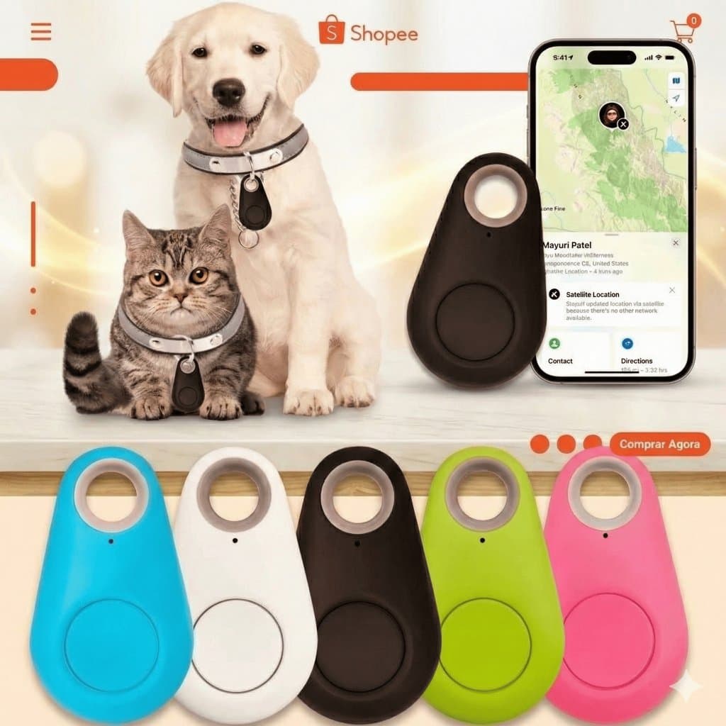 Rastreador GPS Bluetooth , Mini Localizador Portátil Anti-Perda Inteligente 5.0 Portátil sem Fio