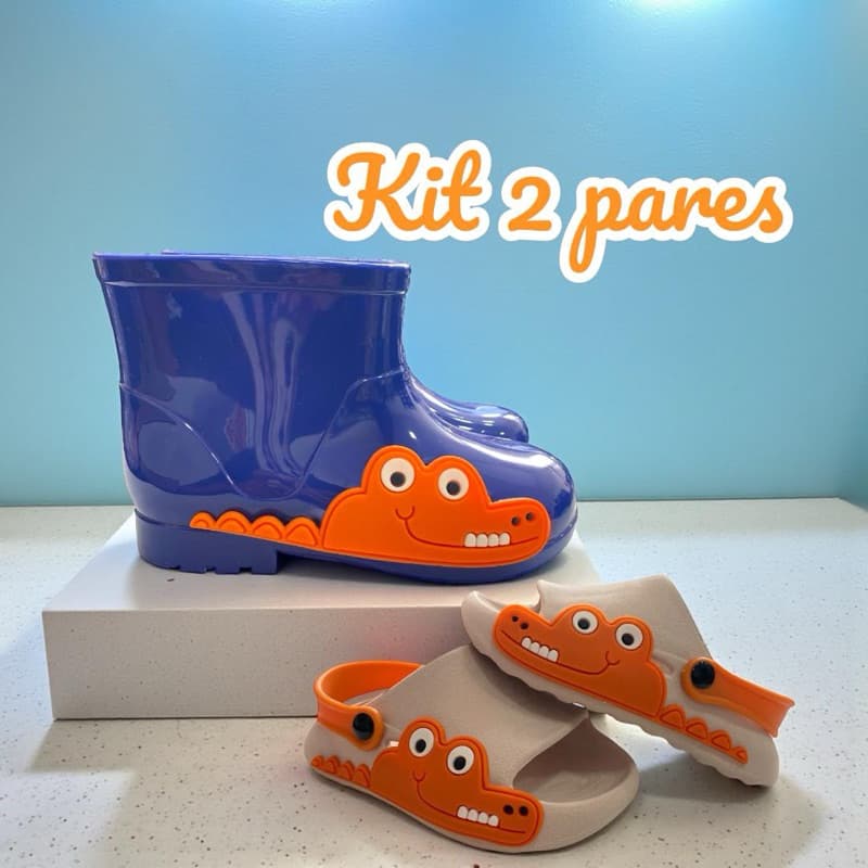 Kit 02 Pares Galocha e Chinelo Nuvem Jacaré Confortável Macio e Leve