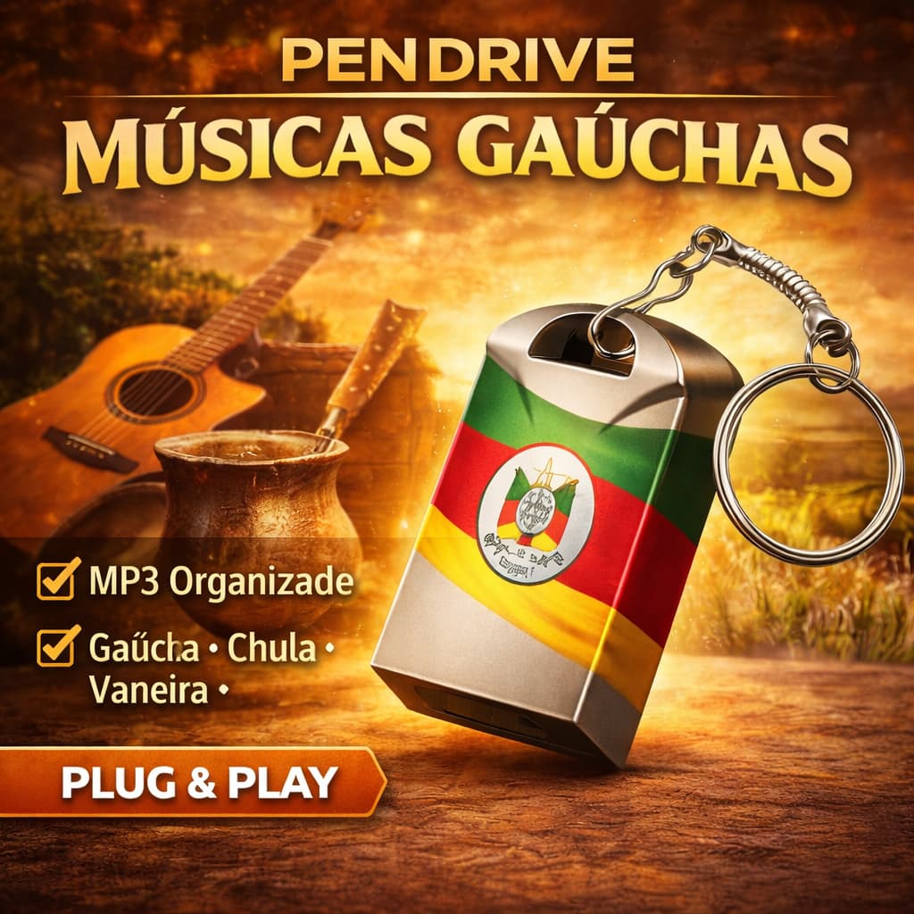 PENDRIVE PARA CAIXA DE SOM PC NOTBOOK TV E MULTIMIDIA ESTILO GAUCHADA
