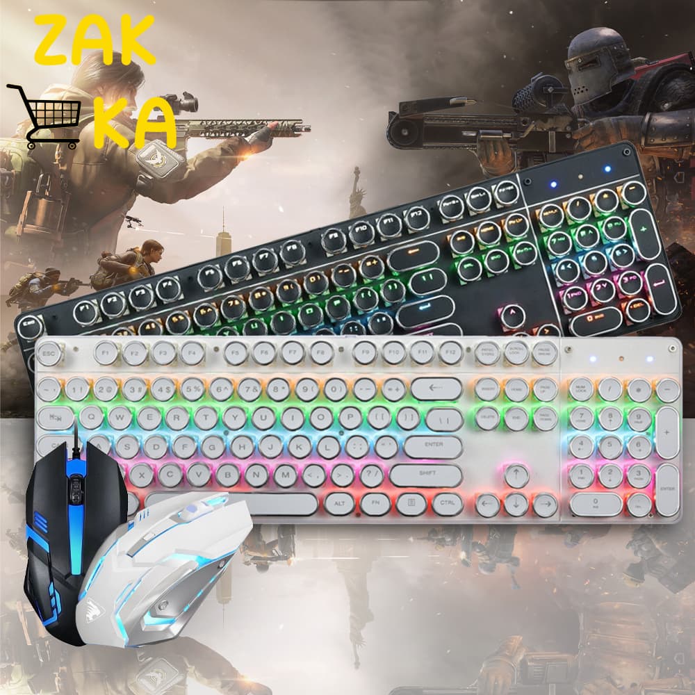 Kit Teclado e Mouse Gamer Semi-Mecânico RGB, 3200dpi USB RGB Iluminado Jogos PC -H7