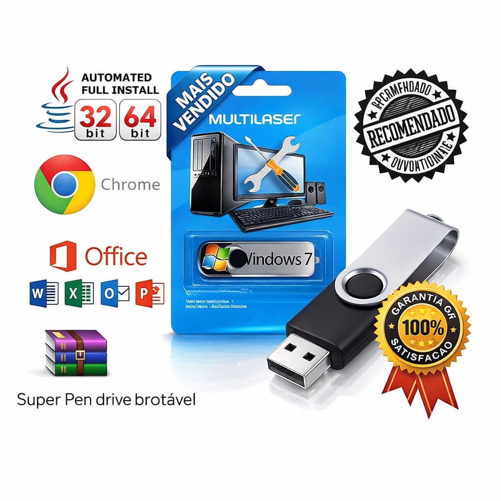 PENDRIVE PARA FORMATACAO TECNICO INFORMATICA WINDOWS 7, 10, 11