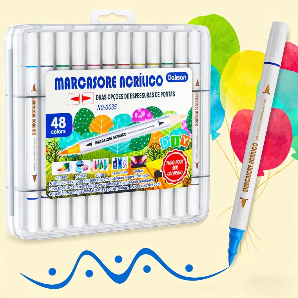 Kit 72/48/36/24 cores Marcador de ponta dupla Caneta acrílica Permanente À Prova D'água Tênis Tecido Colorida Brush