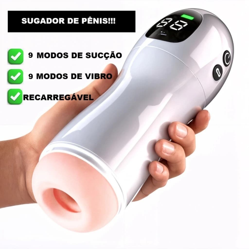 Masturbador Masculino Automático Potente C/ Sucção e Vibrações Potentes C/ Gemidos Recarregável. Sugador de Pênis,