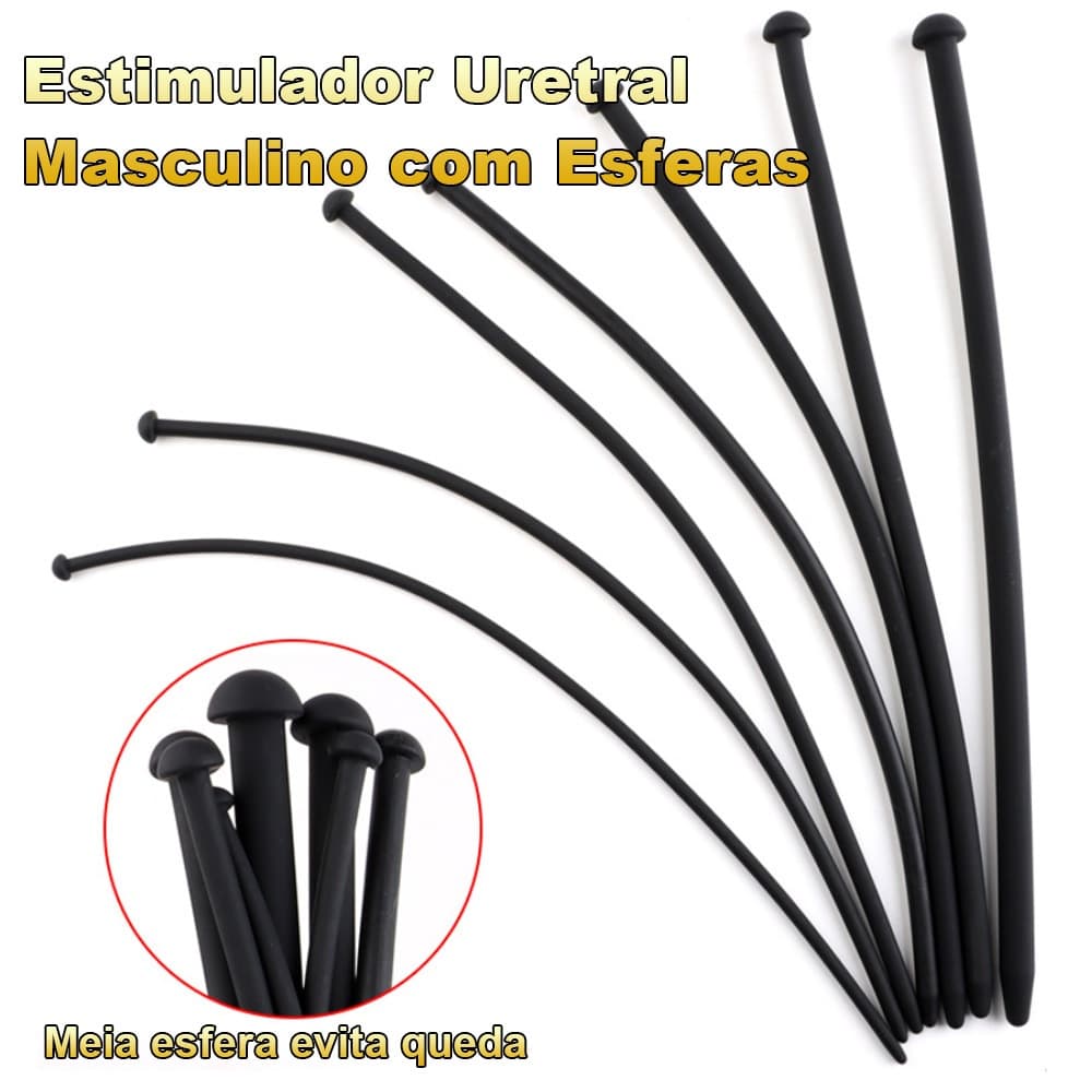 Uretral Masculino em Silicone – Estimulador com Esferas para Expansão e Prazer