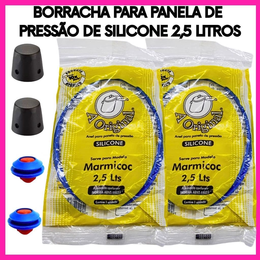 Borracha Panela de Pressão 2,5 Litros + Válvula + Peso Silicone – Reposição 6 Peças