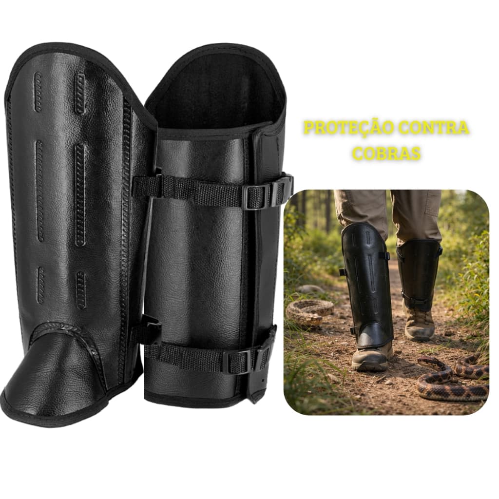 Perneira Caneleira de Proteção Contra Cobras com Velcro e Presilha