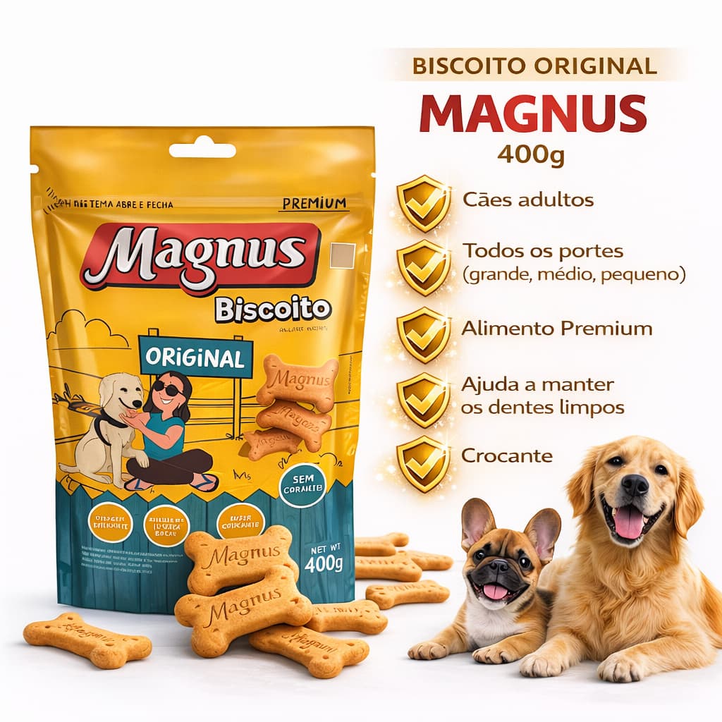 Biscoito Petisco Magnus Croc Original Para Cães - 400g