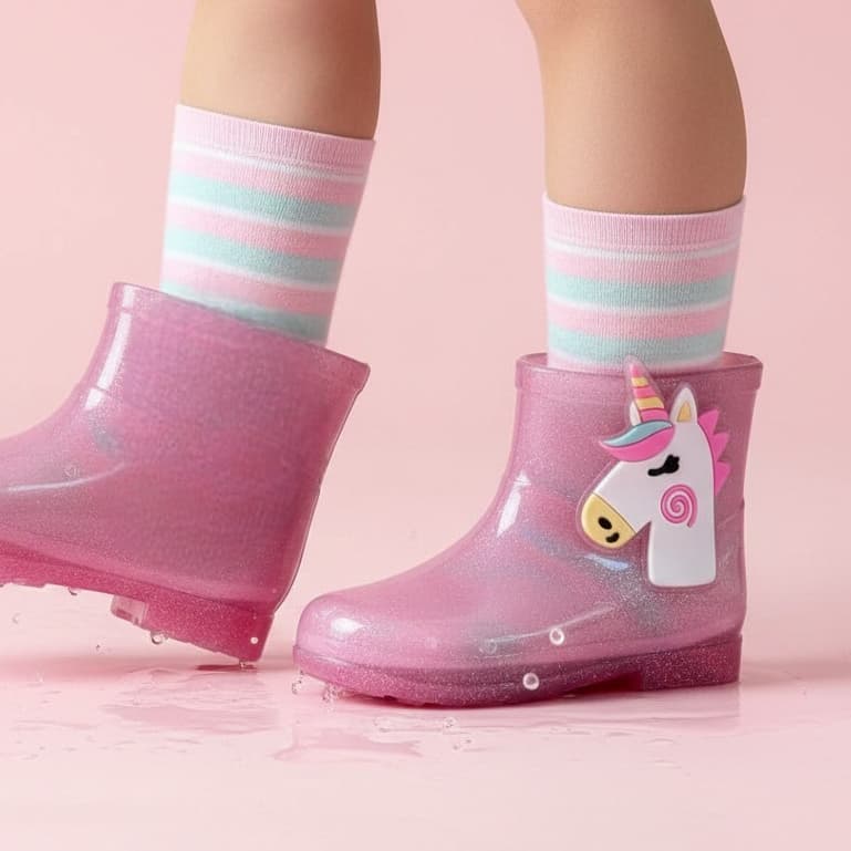 Galochas Infantil Chuva Passeios Coloridas Inverno Meninas Unicórnio Borboletas Botas
