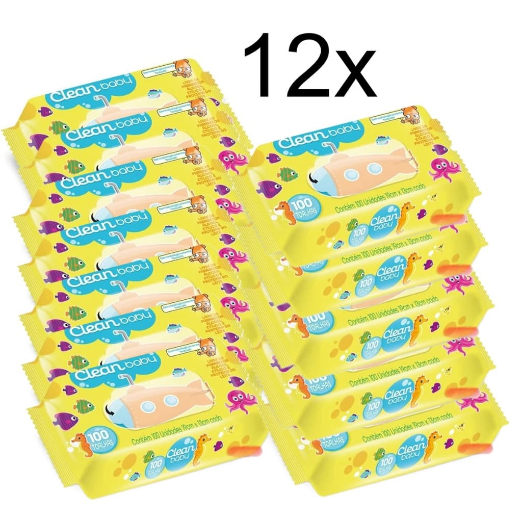 Kit Toalha Umedecida Clean Baby C/100 Cada | Limpeza Suave e Hidratante | Validade 2027