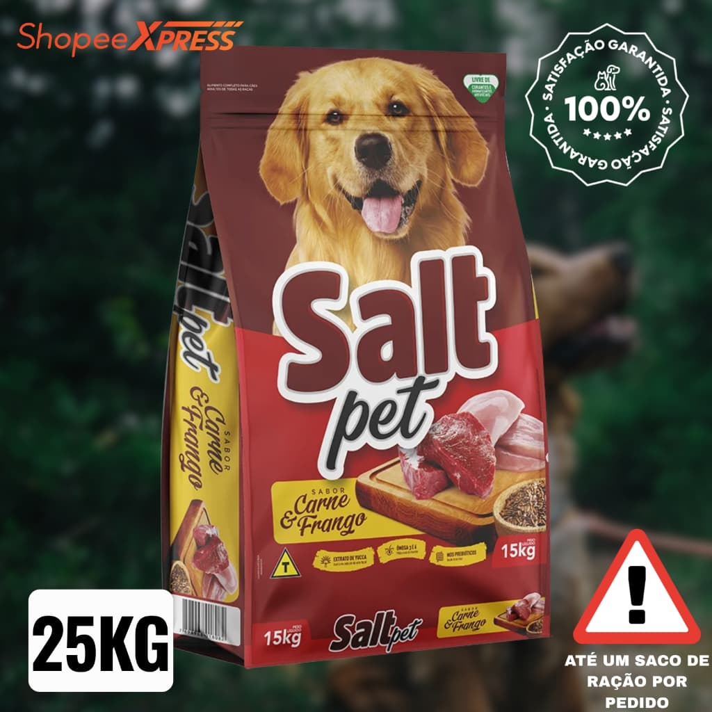 Ração para Cães Adultos Salt Pet 25kg Sabor Carne e Frango Premium