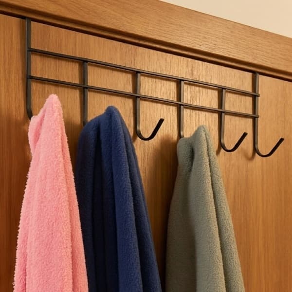 Cabide De Porta 6 Ganchos Para Porta Pendurar Toalha Roupas Sem Furar Metal 45cm