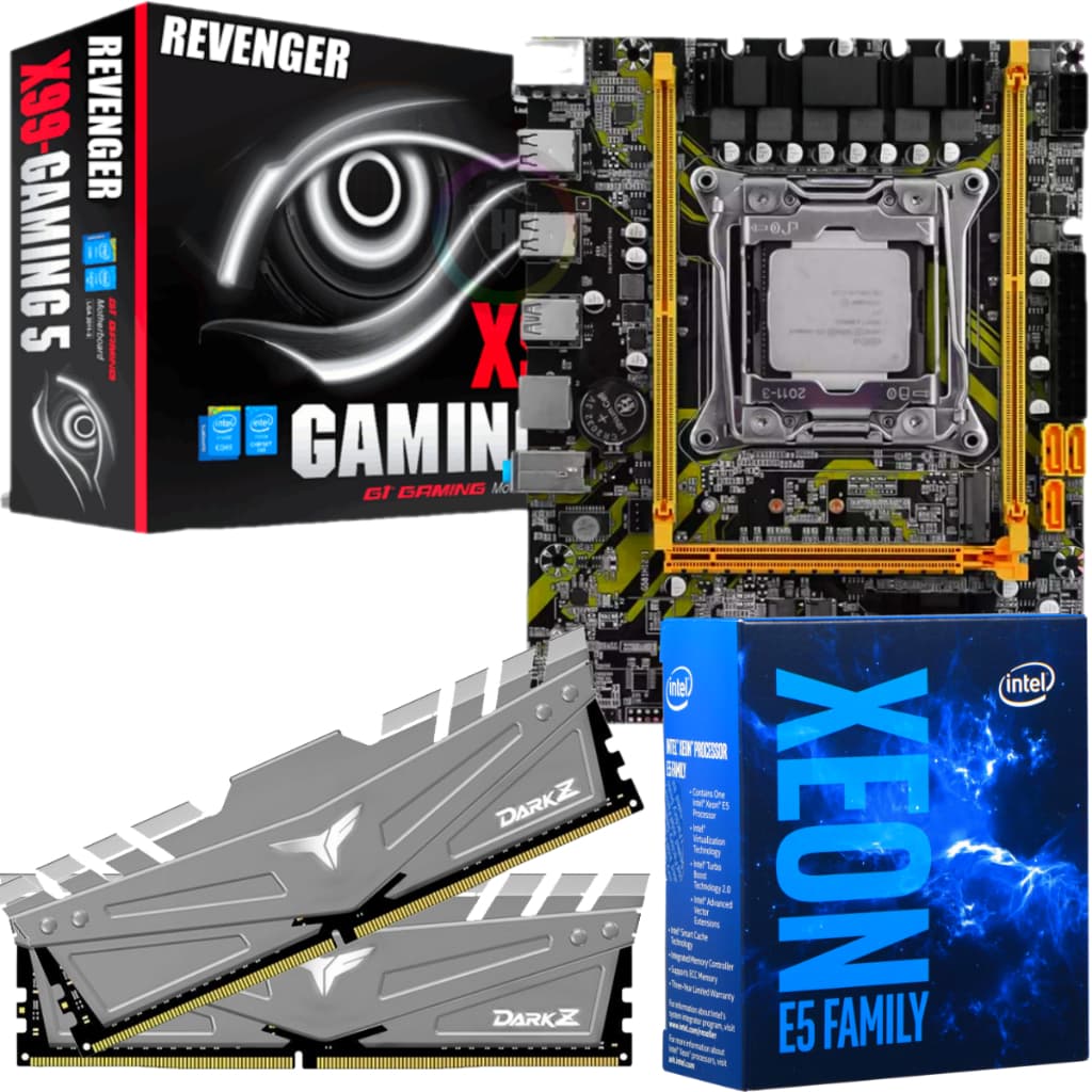 Kit Upgrade Gamer - Intel Xeon E5 2680 V4 24 Núcleos 3.3Ghz + Placa Mãe X99 + 64GB RAM DDR4