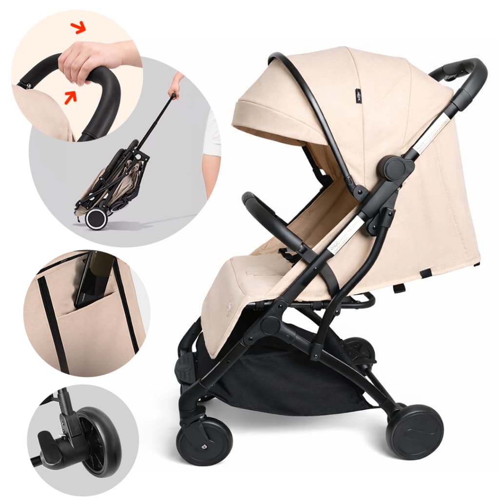 Carrinho De Bebê Portátil Para Viagem Aero Bege Yuupi